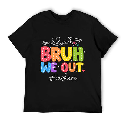 Bruh We Out Teachers Cute End Of School Year Groovy Summer Trendy Pattern T-Shirt