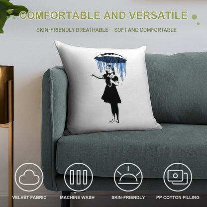 Banksy Raining on The Inside! Soft Home Decor Throw Pillow