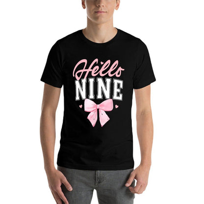 Hello Nine Cute Coquette Bow 9th Birthday Girl 9-Year-Old  Versatile T-Shirt