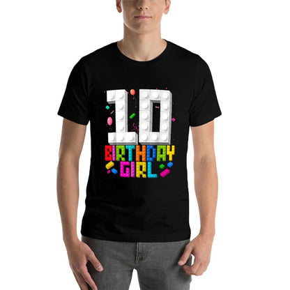 10th Birthday Girl Master Builder 10 Year Old Building Block  Graphic-printed T-Shirt