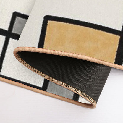 Piet Composition - Mid-Century Modern Minimalist Geometric Abstract in Muted Mustard Gold, Gray, And Cream  Absorbent Bath Mat