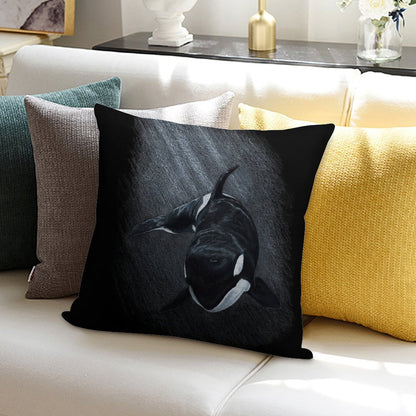 White Whale - Orca Soft Short Plush Fabric Throw Pillow