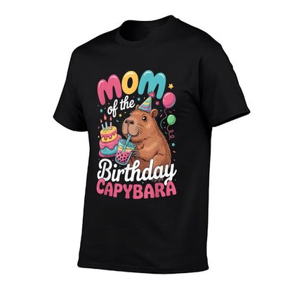 Mom Of The Birthday Capybara Boba Tea Girl Bday Party Family  Heathered Texture T-Shirt