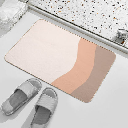 Minimalist Abstract Color Blocks in Brown, Orange And Beige  Pet-Safe Bath Mat