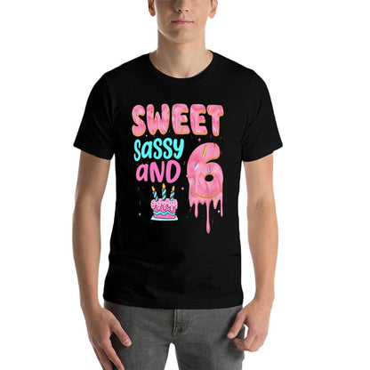 Kids Sweet Sassy And Six 6 Birthday Girl Donut 6th Birthday  Moisture-wicking T-Shirt