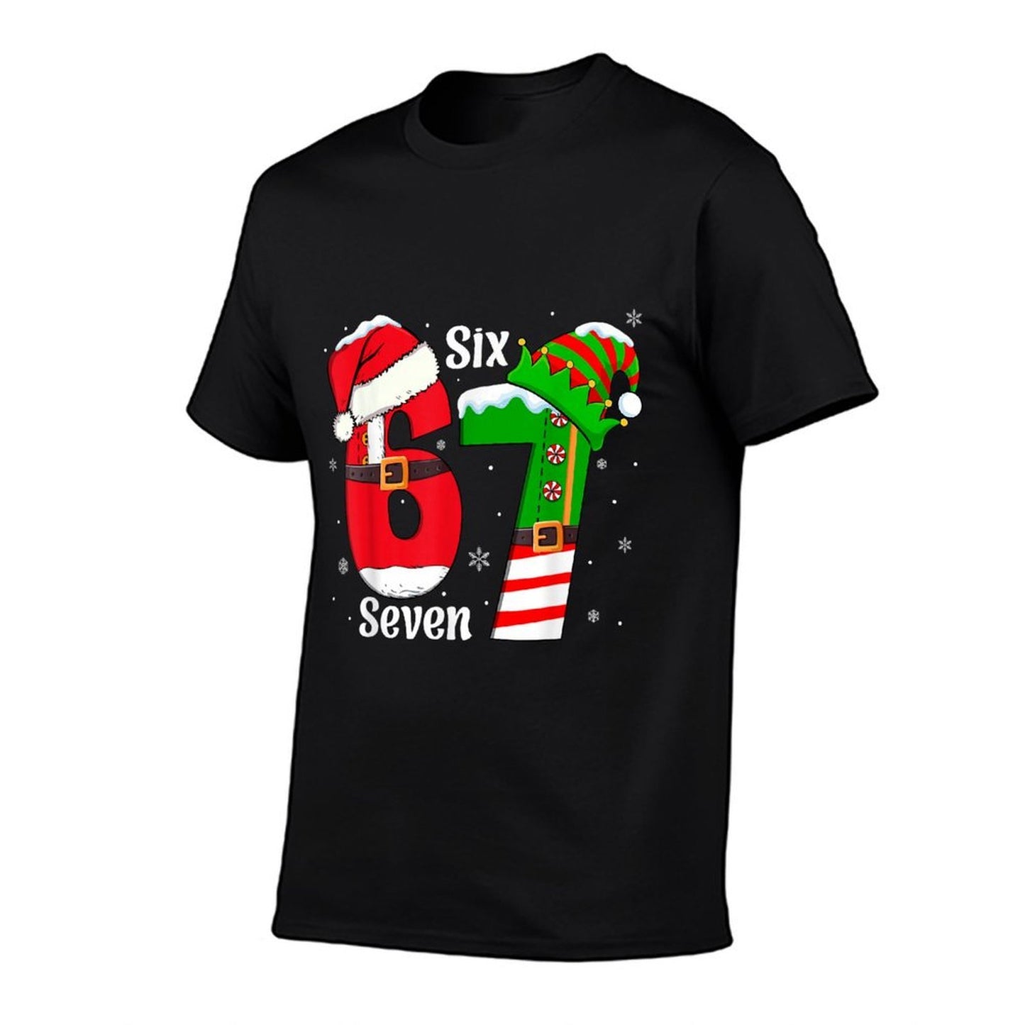 Funny Six Seven 6 7 Meme Gen Alpha Slang Santa Elf Christmas  Affordable Price T-Shirt
