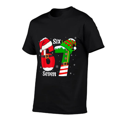 Funny Six Seven 6 7 Meme Gen Alpha Slang Santa Elf Christmas  Affordable Price T-Shirt