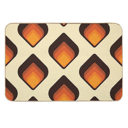 Mid-Century Modern Orange And Brown Tear Drop  Absorbent Bath Mat