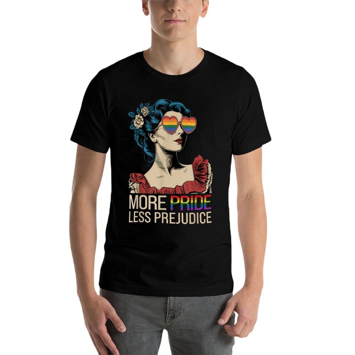 More Pride Less Prejudice Pride Month LGBTQ  Oversized Silhouette T-Shirt