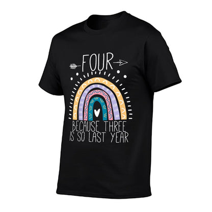 Kids Four Because Three Is So Last Year 4 Birthday Gifts Rainbow  Lightweight T-Shirt