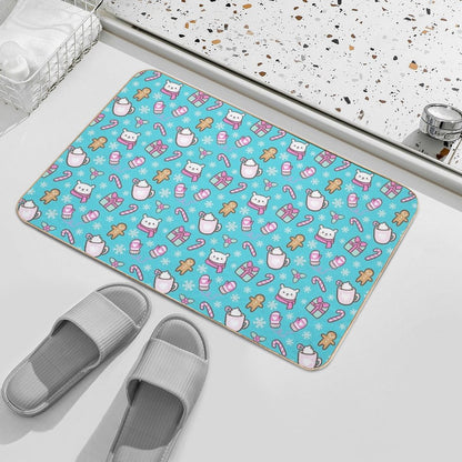 Cute Christmas  Teal  Nikury  Repositionable Bath Mat