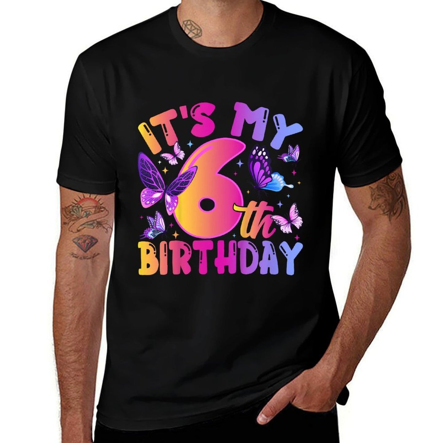 Kids 6th Birthday Girl Six Year Old Butterfly Birthday  Classic T-Shirt