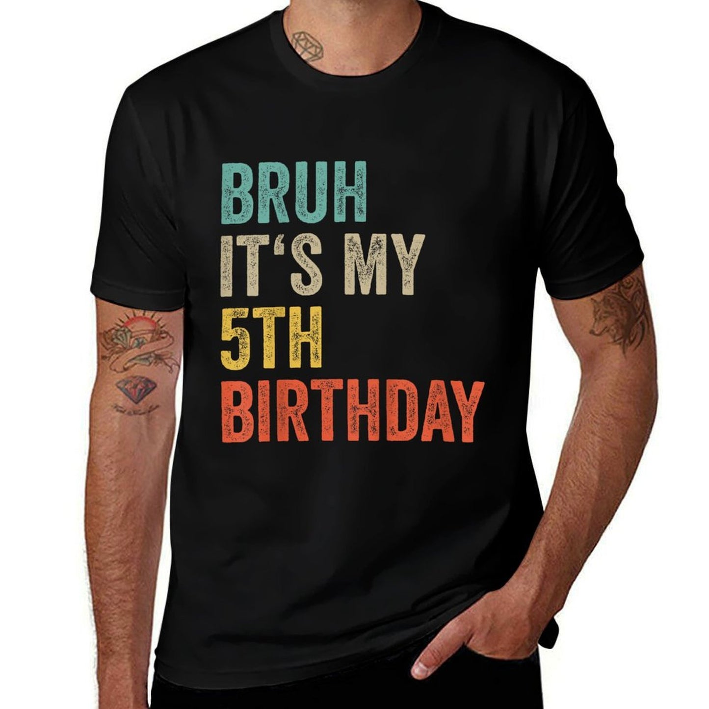Kids Bruh Its My 5th Birthday Five Year Old Girl Boy 2020 Bday  Slim-fit Cut T-Shirt