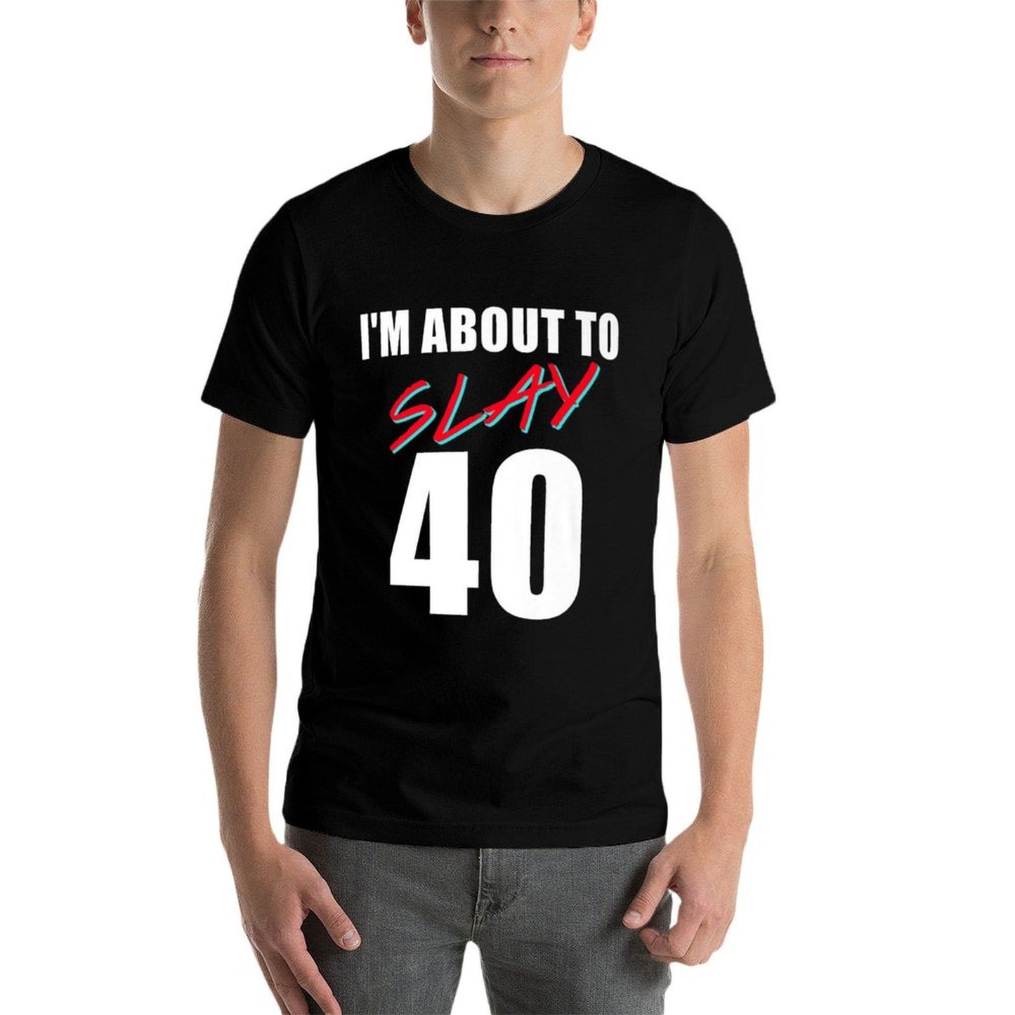 About To-Slay Forty Cute 40th Birthday For Women Premium  Ribbed Collar T-Shirt