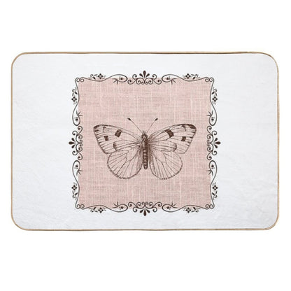 Natural Linen Art  Easy To Clean Bath Mat