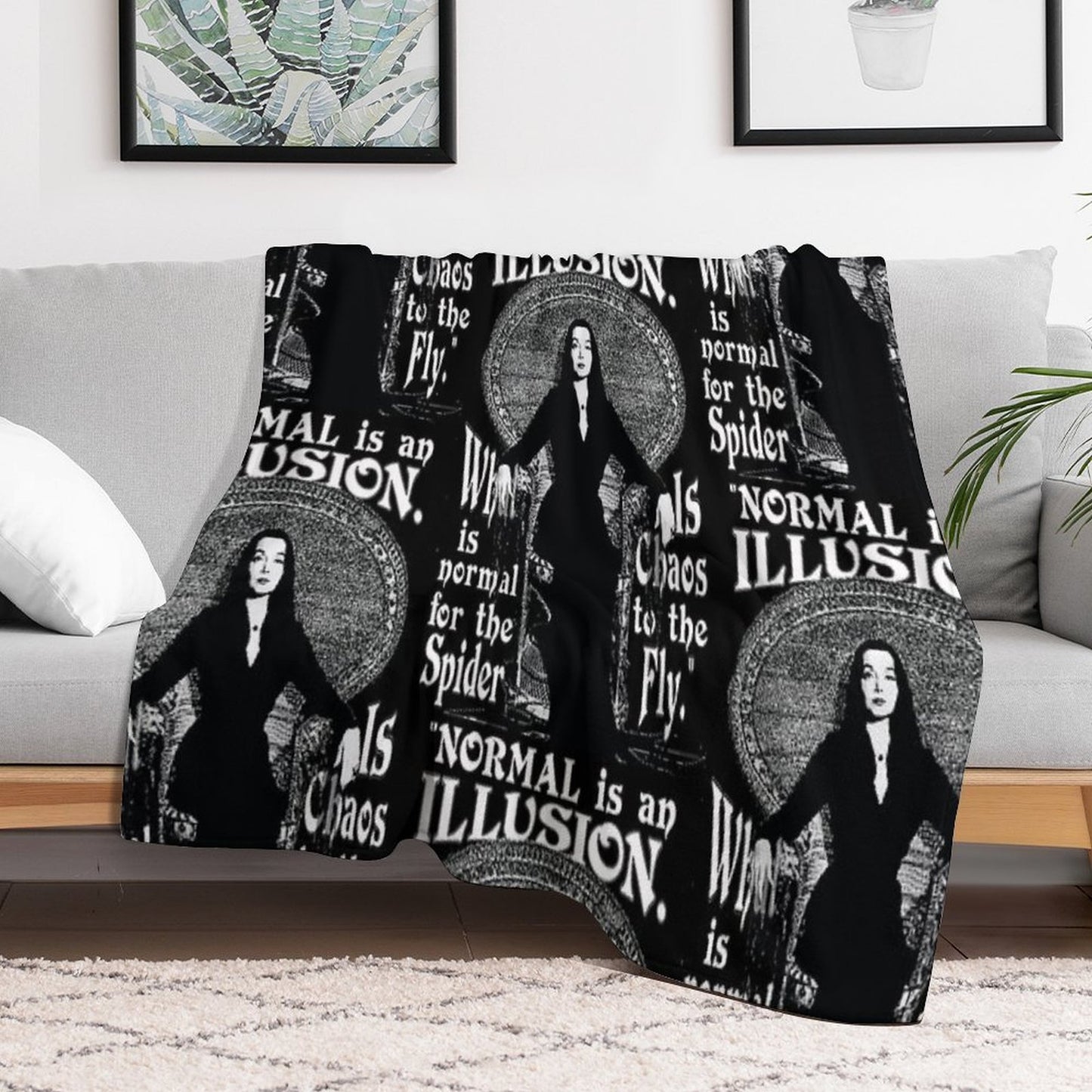Morticia Addams-Normal Is An Illusion... Anti-pilling Throw Blanket