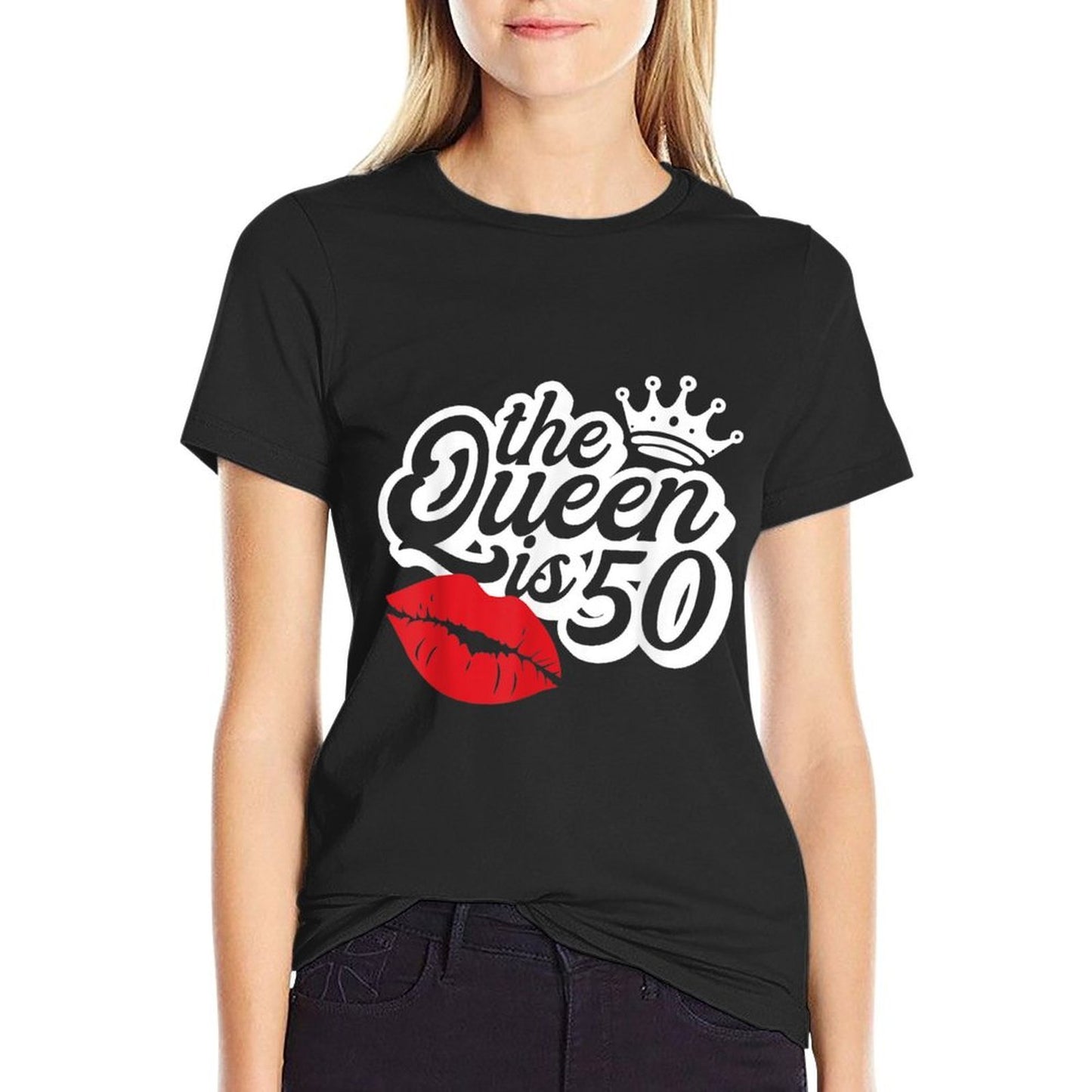 The Queen Is 50 Fabulous 50th Birthday Gifts Ideas For Her  Polyester Blend T-Shirt