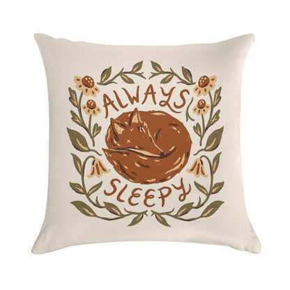 Always Sleepy Fox Soft Shrink-Resistant Throw Pillow