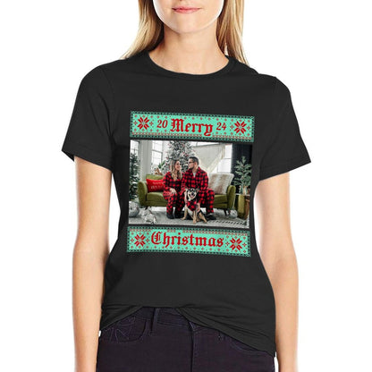 Custom Merry Christmas Photo for Men, Women And Kids - Customize with Your Photo  Tagless Design T-Shirt