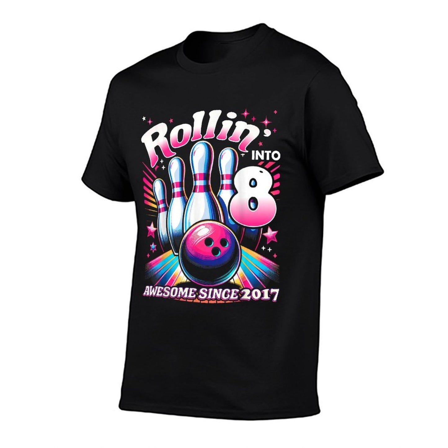 Bowling Party Rollin' 8 Awesome 2017 8th Birthday Girls  Summer-ready Fabric T-Shirt