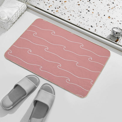 Waves & Lines - Pattern - Dusty Pink  Long-Lasting Bath Mat