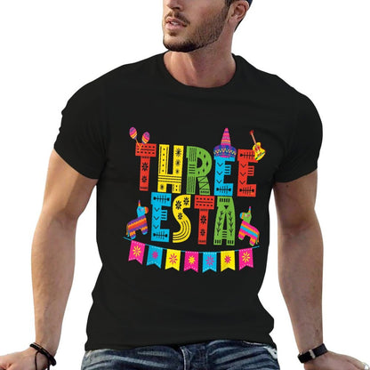 Mexican Theme 3rd Birthday 3 Year Old Kids Three Esta Bday  Slim-fit Cut T-Shirt