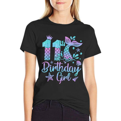 Mermaid Birthday Girl 11 Year Old Its My 11th Bday Mermaid  Tagless Design T-Shirt