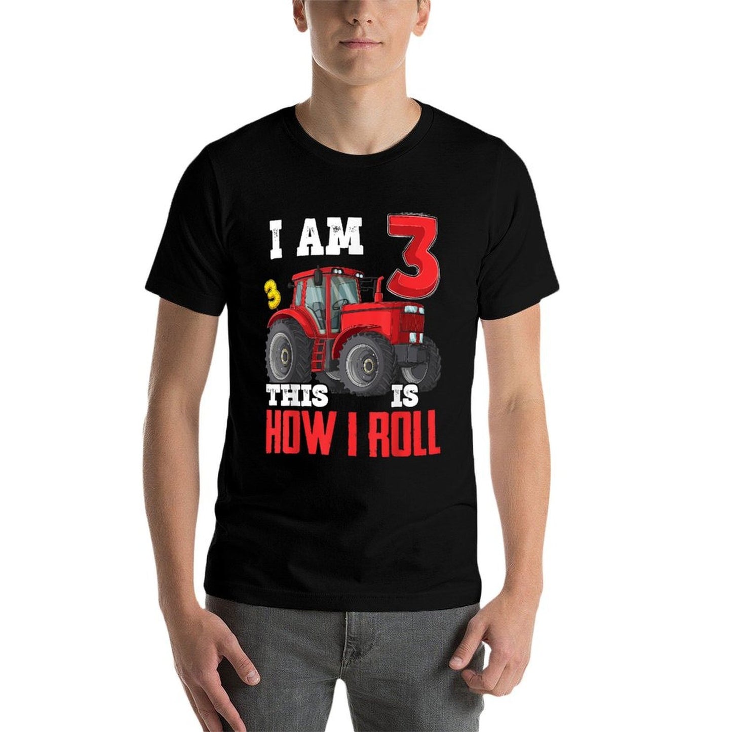 I Am 3 This Is How I Roll 3rd Birthday Three Years Tractor Comfortable T-Shirt