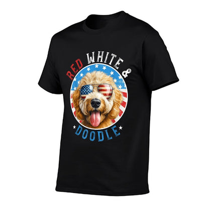 Goldendoodle Dog 4th of July Red White And Doodle Lovers  Breathable T-Shirt
