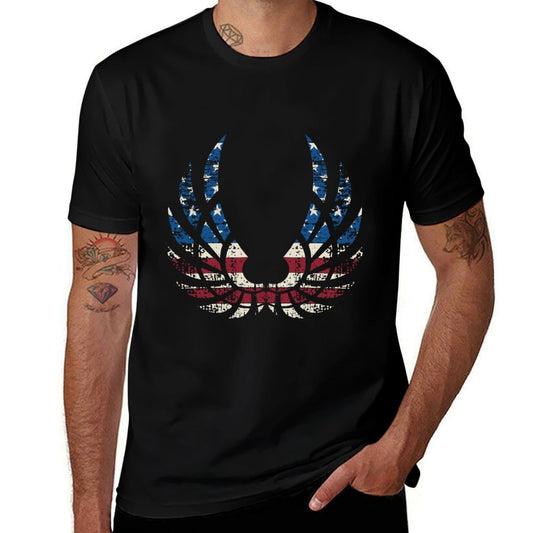 American Flag Angel Wings, 4th Of July  Fade-proof Color T-Shirt
