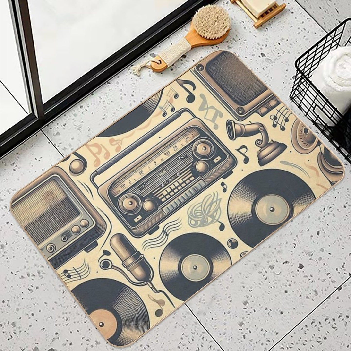 Vintage Music Retro Vibes  Easy Maintenance Bath Mat