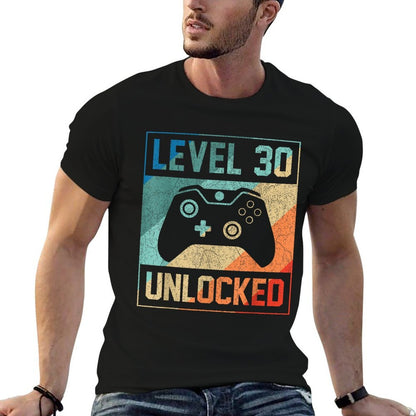 Level 30 Unlocked Video Gamer 30th Birthday Gifts  Rolled Sleeves T-Shirt