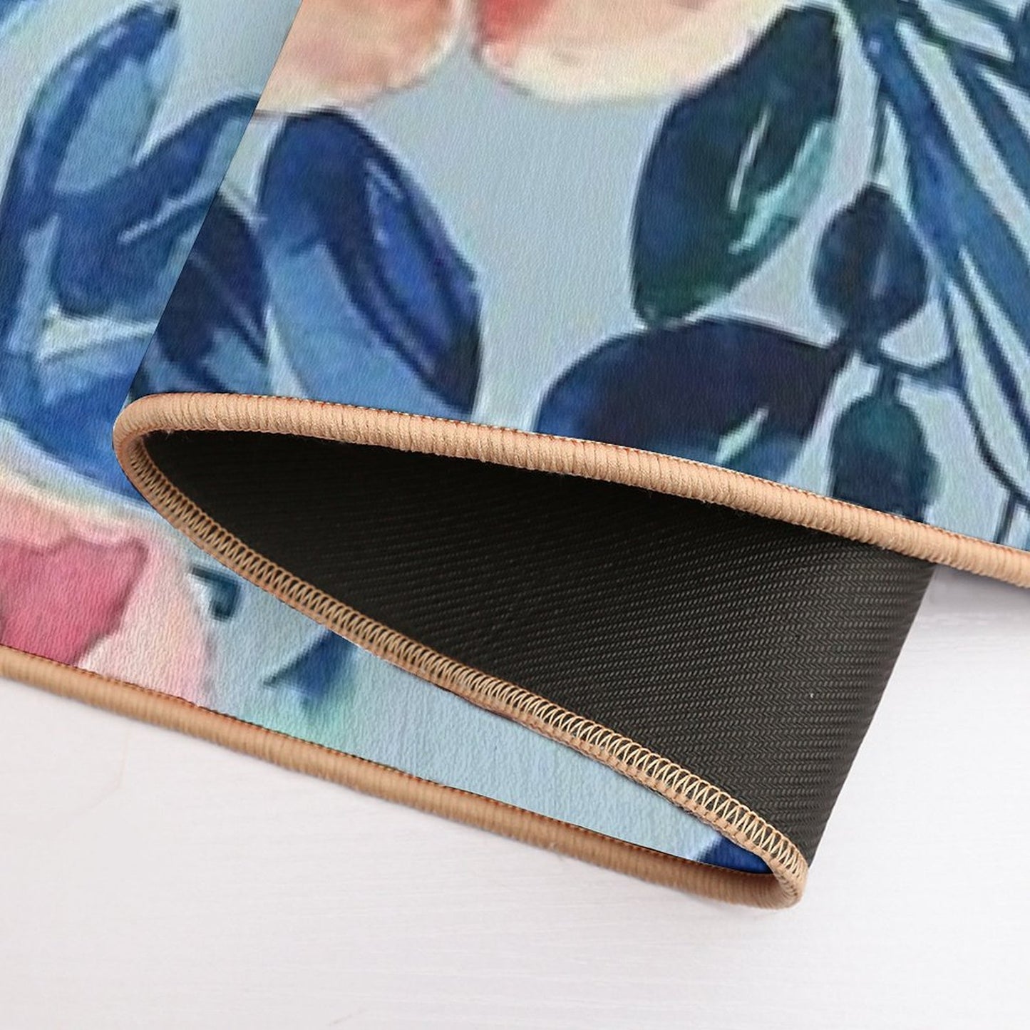 Seamless Watercolor Floral Pattern with Light Background  Repositionable Bath Mat