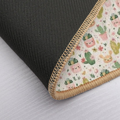 Smiling Cacti Seamless Digital Paper  Fade-Resistant Bath Mat