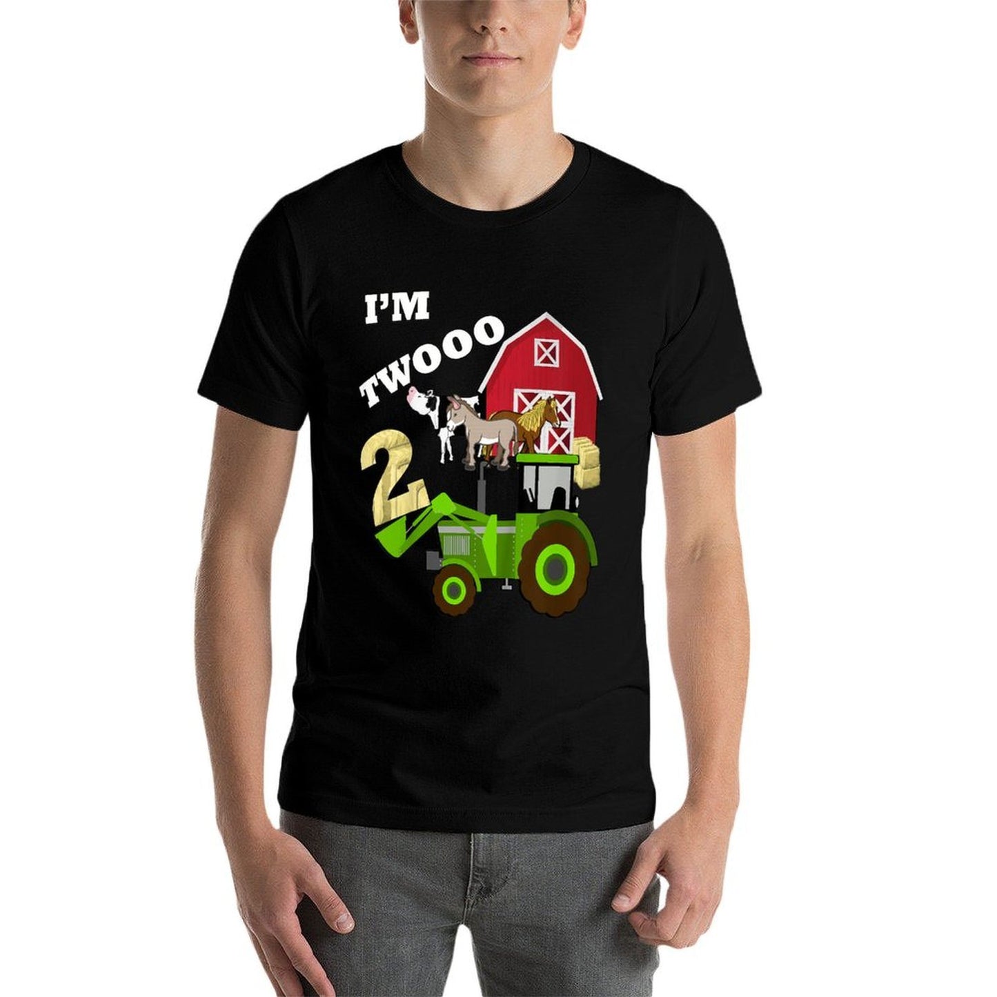 Cute & Sassy Custom Gifts Birthday 2 Im Twooo Tractor Farm Theme Gift  High-quality Stitching T-Shirt