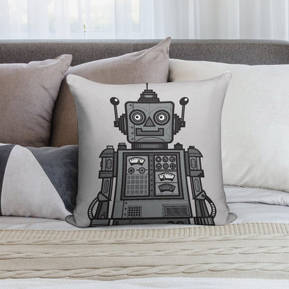 Vintage Robot Soft Shrink-Resistant Throw Pillow