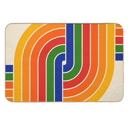 Retro Geometric Criss Cross Durable Bath Mat