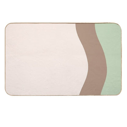 Minimalist Abstract Color Blocks in Green, Beige And Brown  Slip-Resistant Bath Mat