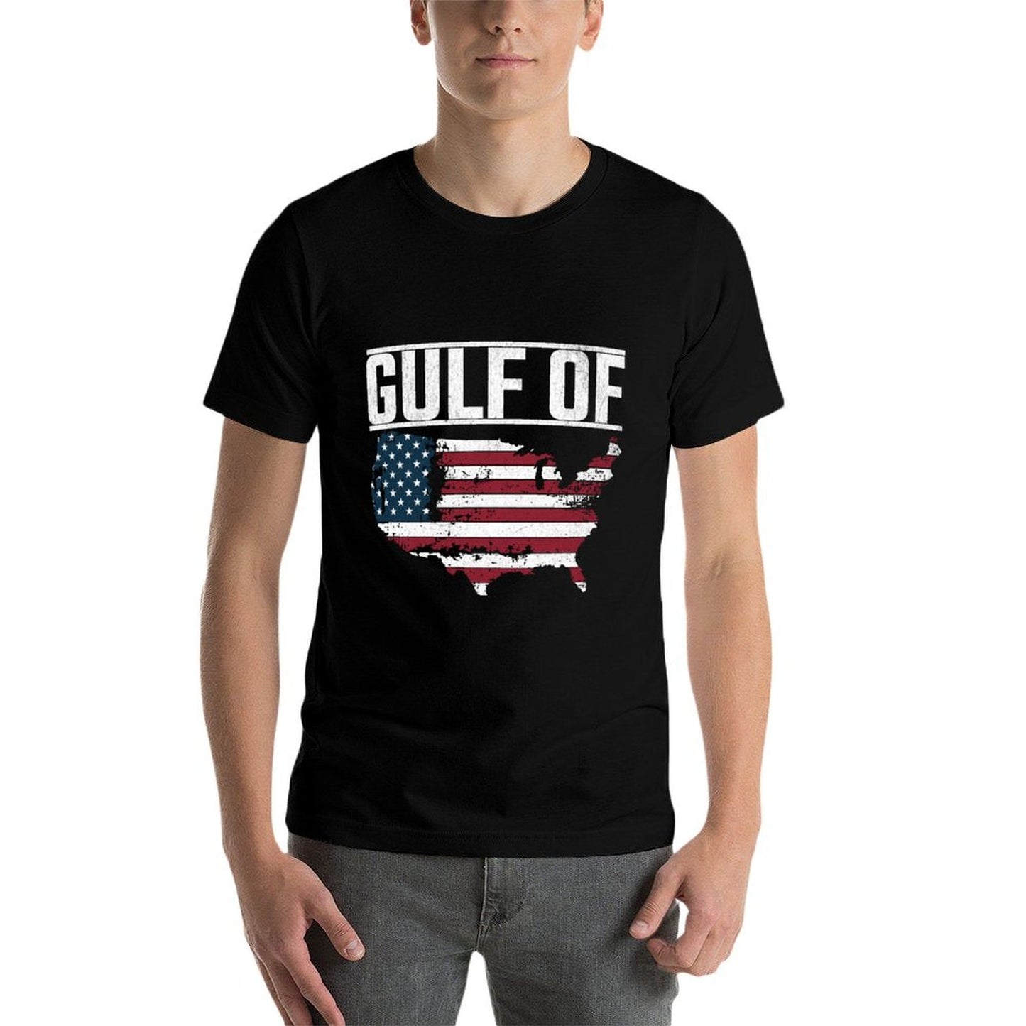 Gulf of United States of America USA Long Sleeve Ribbed Collar T-Shirt