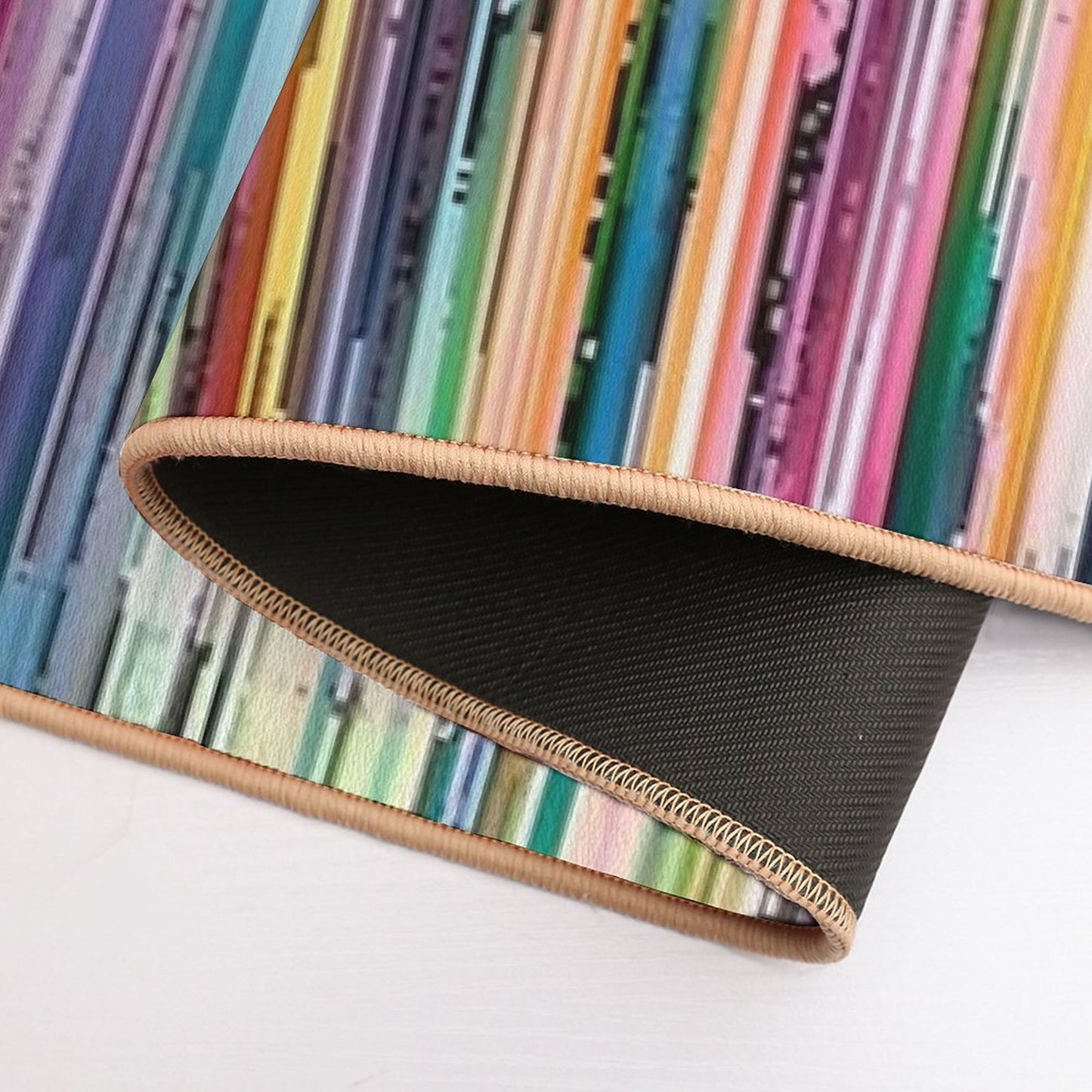 Distressed Wood Rainbow Vintage Stripes  Repositionable Bath Mat