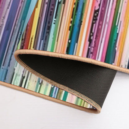 Distressed Wood Rainbow Vintage Stripes  Repositionable Bath Mat