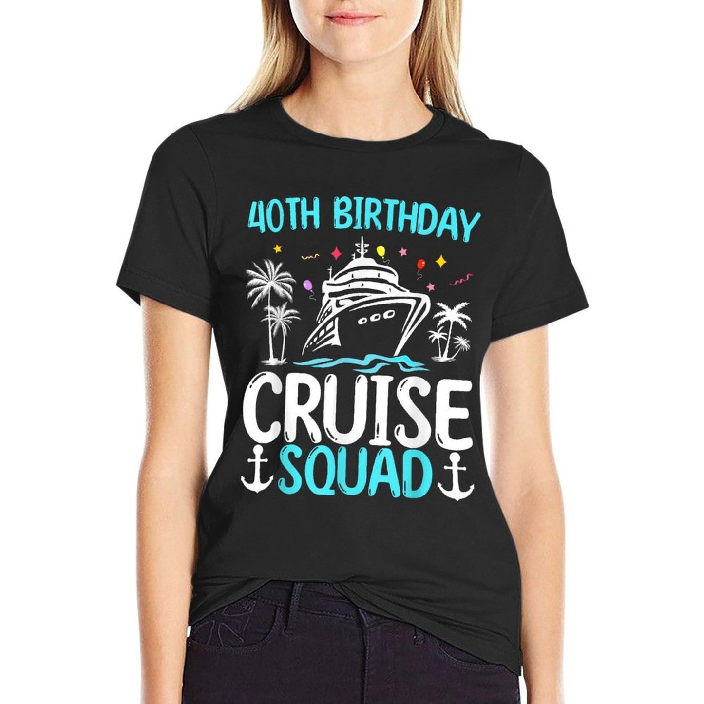 40th Birthday Cruise Squad Gifts 2025 Matching Party Family  Trendy Pattern T-Shirt