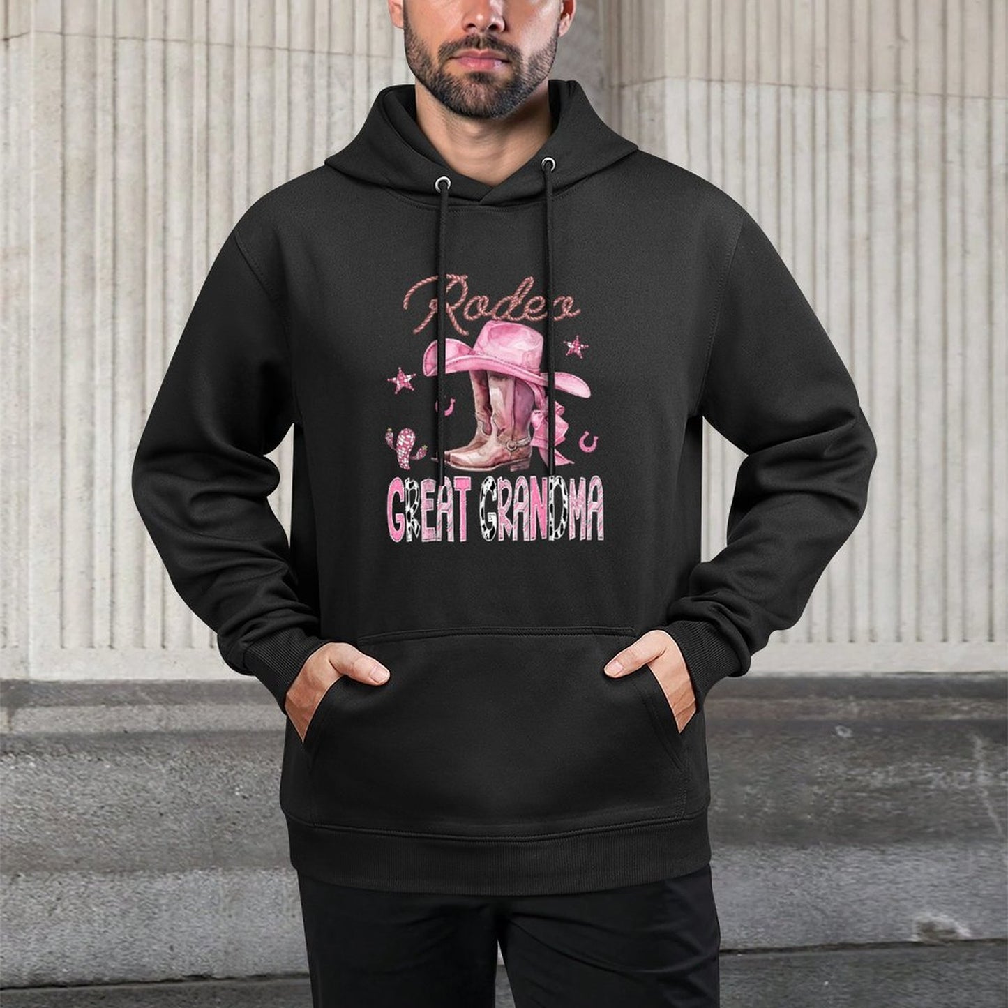 Rodeo Great Grandma Pink Boots Coquette CowGirl Birthday Machine Washable Hoodie