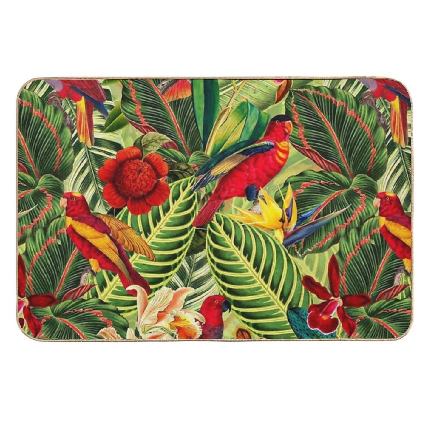 Vintage Tropical Bird Jungle Botanical Night Botanical Garden Nightgarden  Multi-Purpose Bath Mat