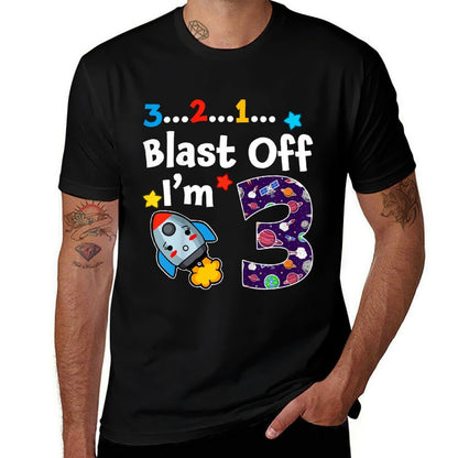 Blast Off I'm 3 Years Old 3rd Birthday Spaceship Astronaut  Eco-friendly Material T-Shirt