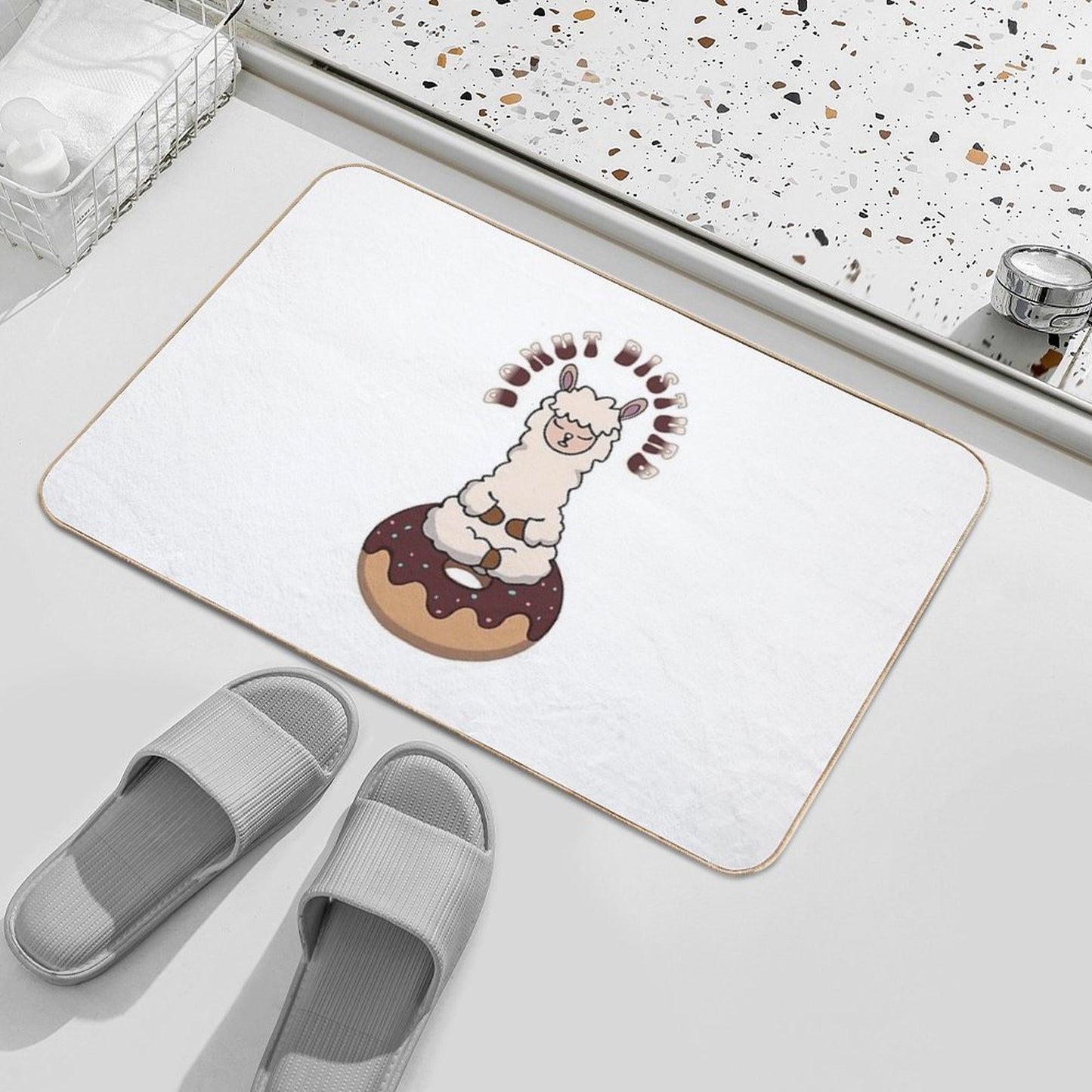 Donut Disturb - Kawaii Alpaca Meditation  Pet-Safe Bath Mat