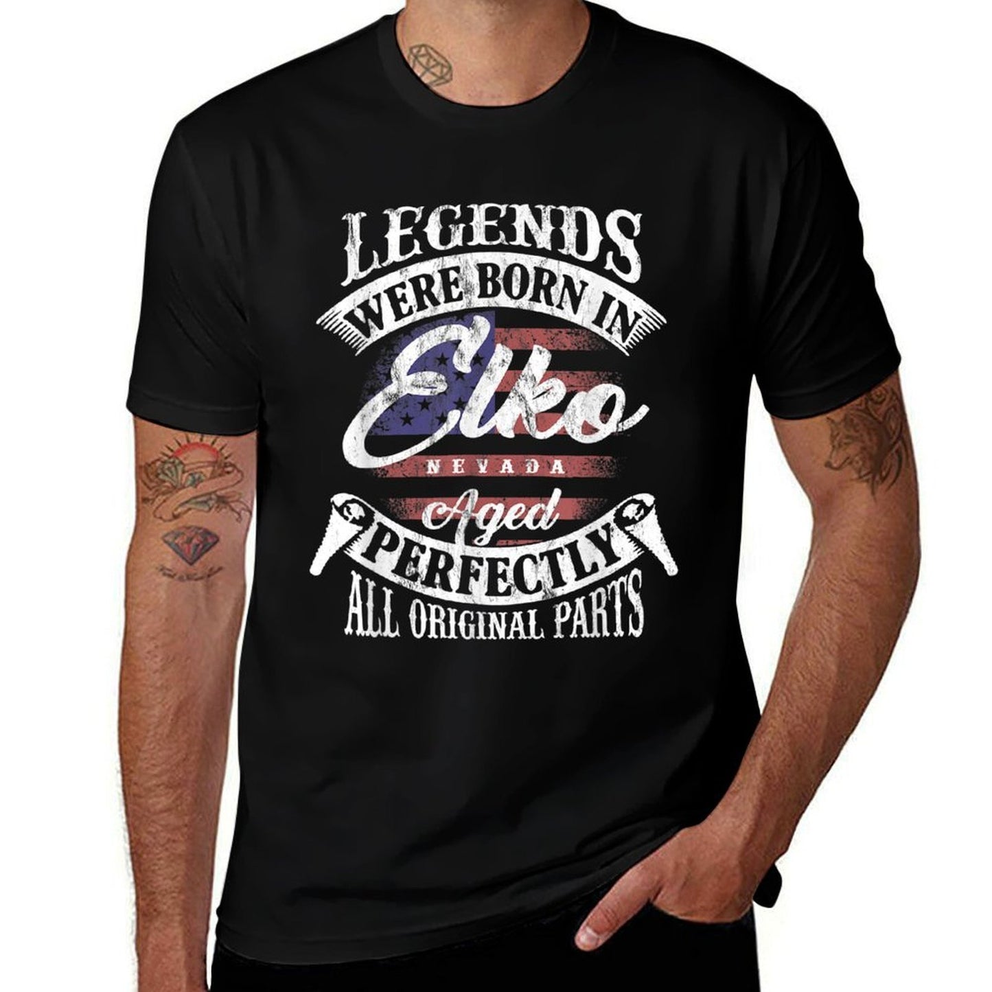 Legends Were Born In Elko Nevada Original Vintage Birthday  Polyester Blend T-Shirt
