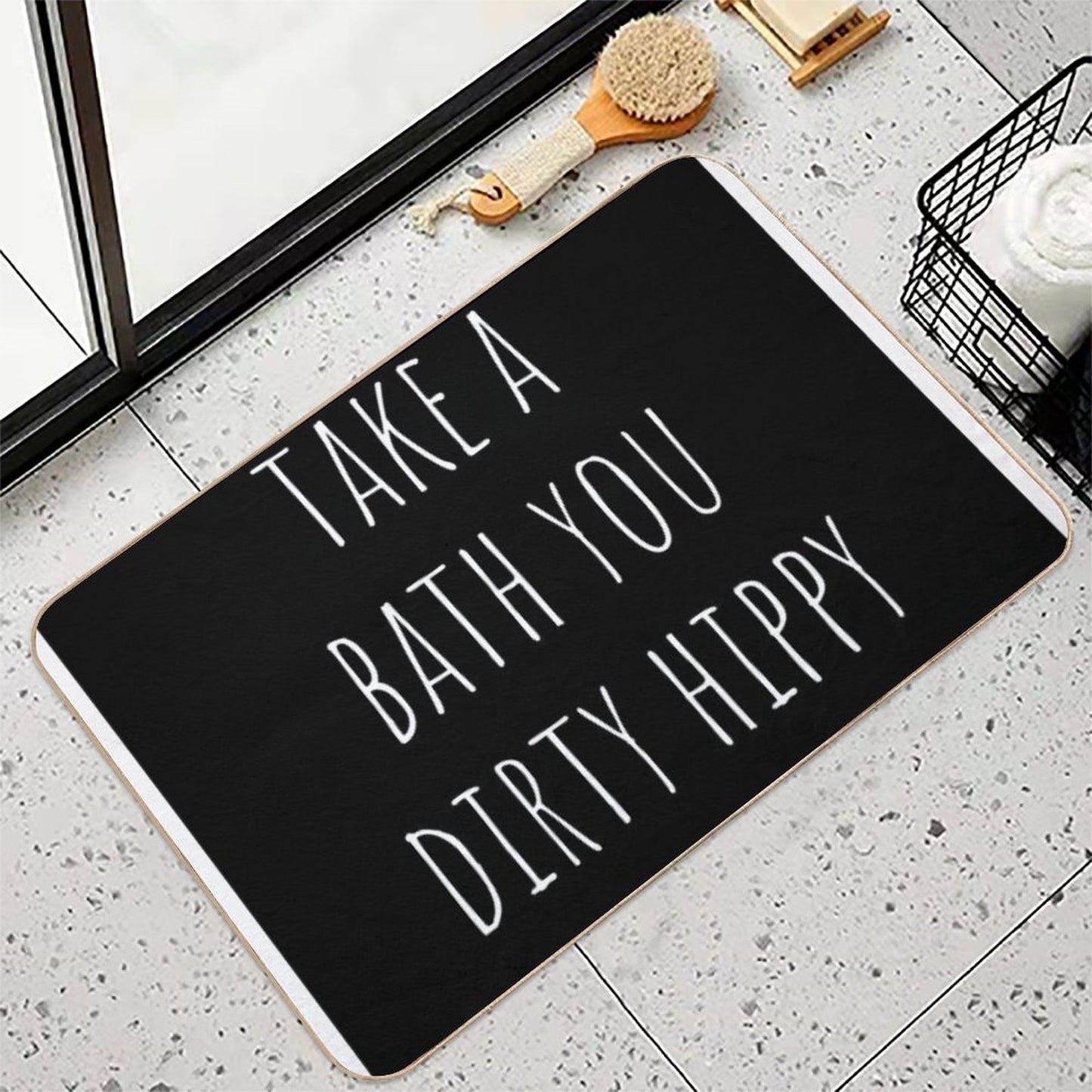Take A Bath You Dirty Hippy Bathroom Art  Versatile Bath Mat
