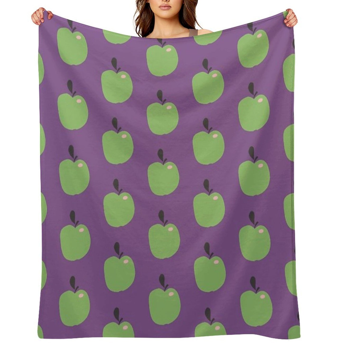 Green Apples  Edible Garden  Abstract Fruit Pattern Durable Throw Blanket