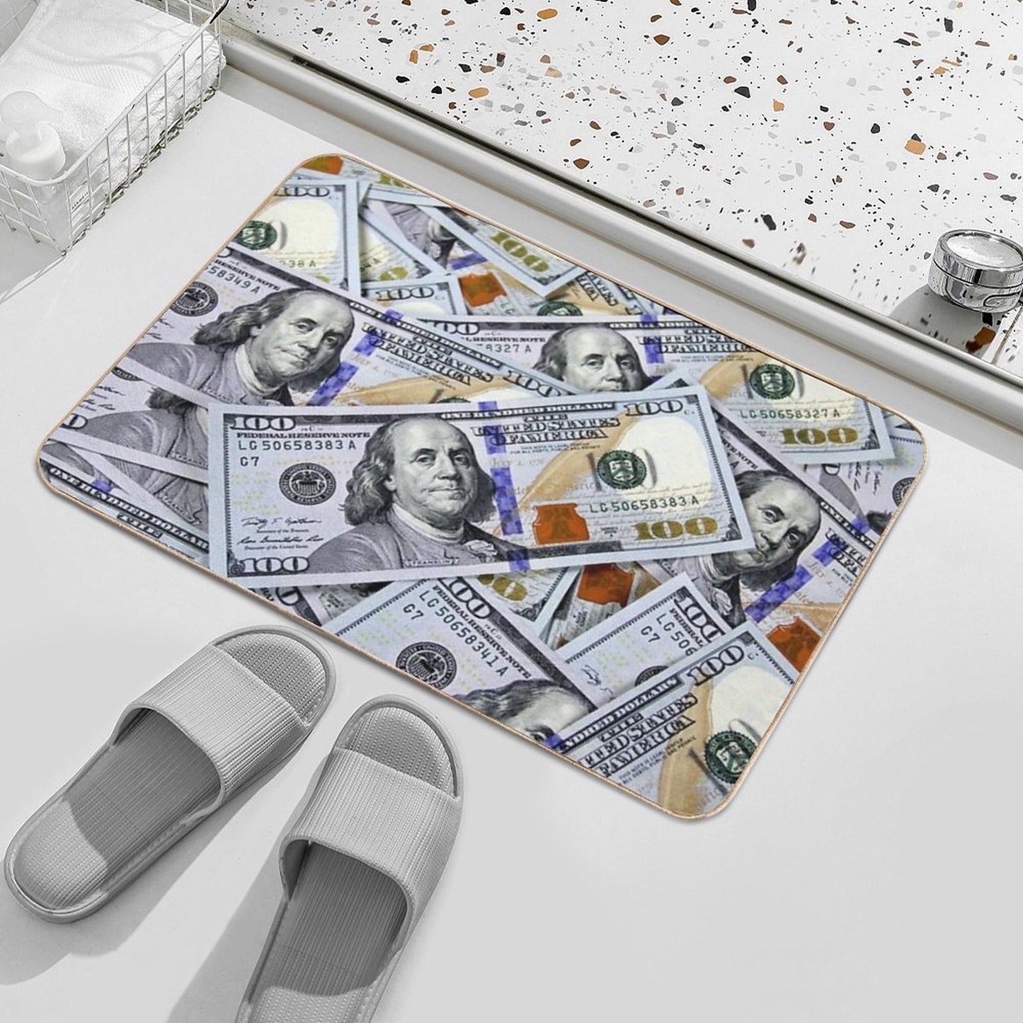 One Hundred Dollar Bills  Anti-Trip Bath Mat
